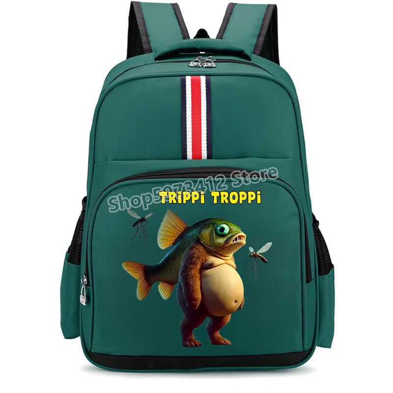 Italian Brainrot Backpacks Students Large Capacity Schoolbags Funny Cartoon Animal Printed Knapsack Kids School Supplies Gifts