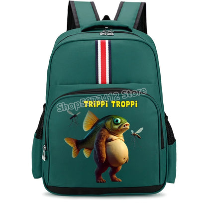Italian Brainrot Backpacks Students Large Capacity Schoolbags Funny Cartoon Animal Printed Knapsack Kids School Supplies Gifts