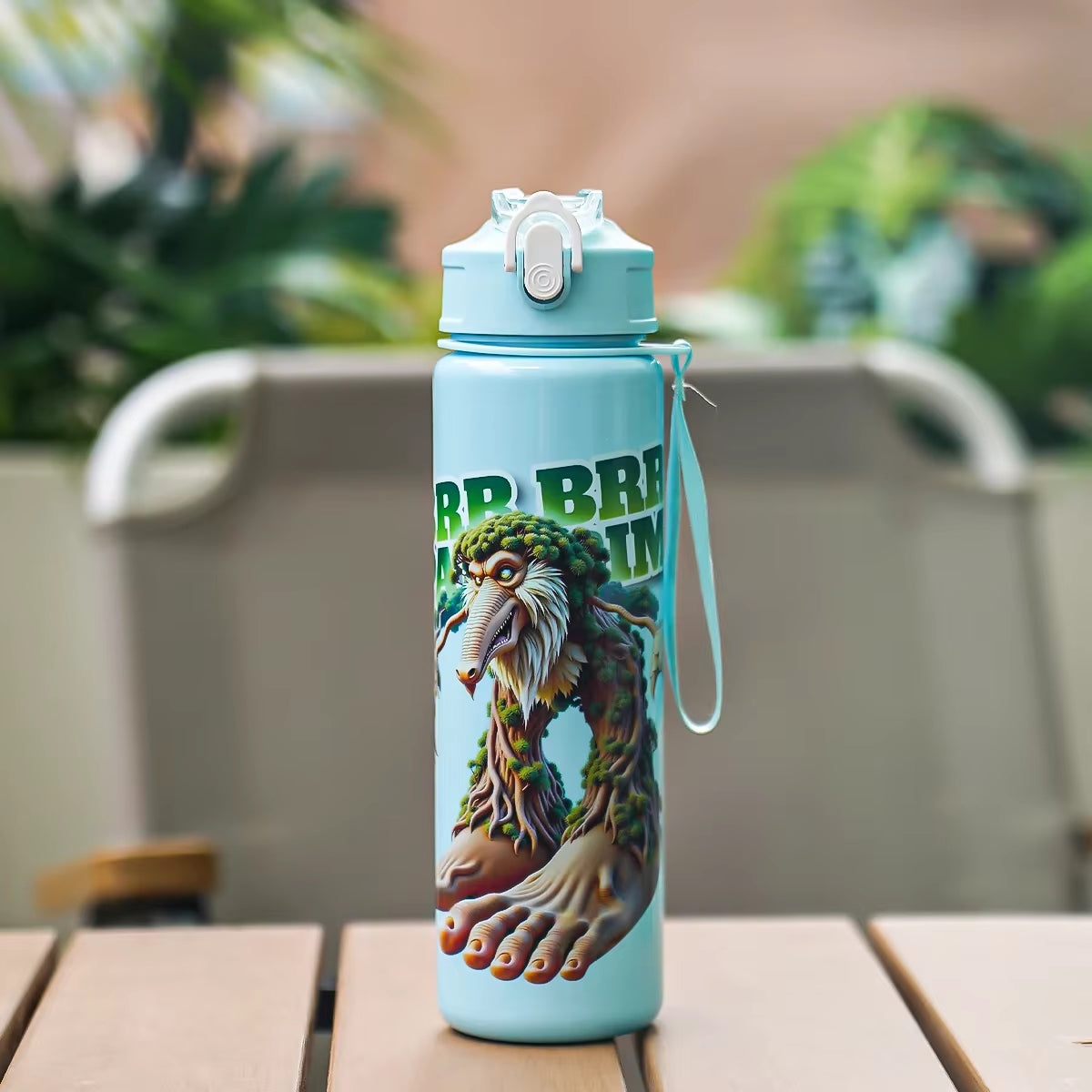 Hot Italian Brainrot Water Bottle Tung Tung Tung Sahur Bottle with Straw Outdoor Sports Water Cups Cartoon Drinking Kettle