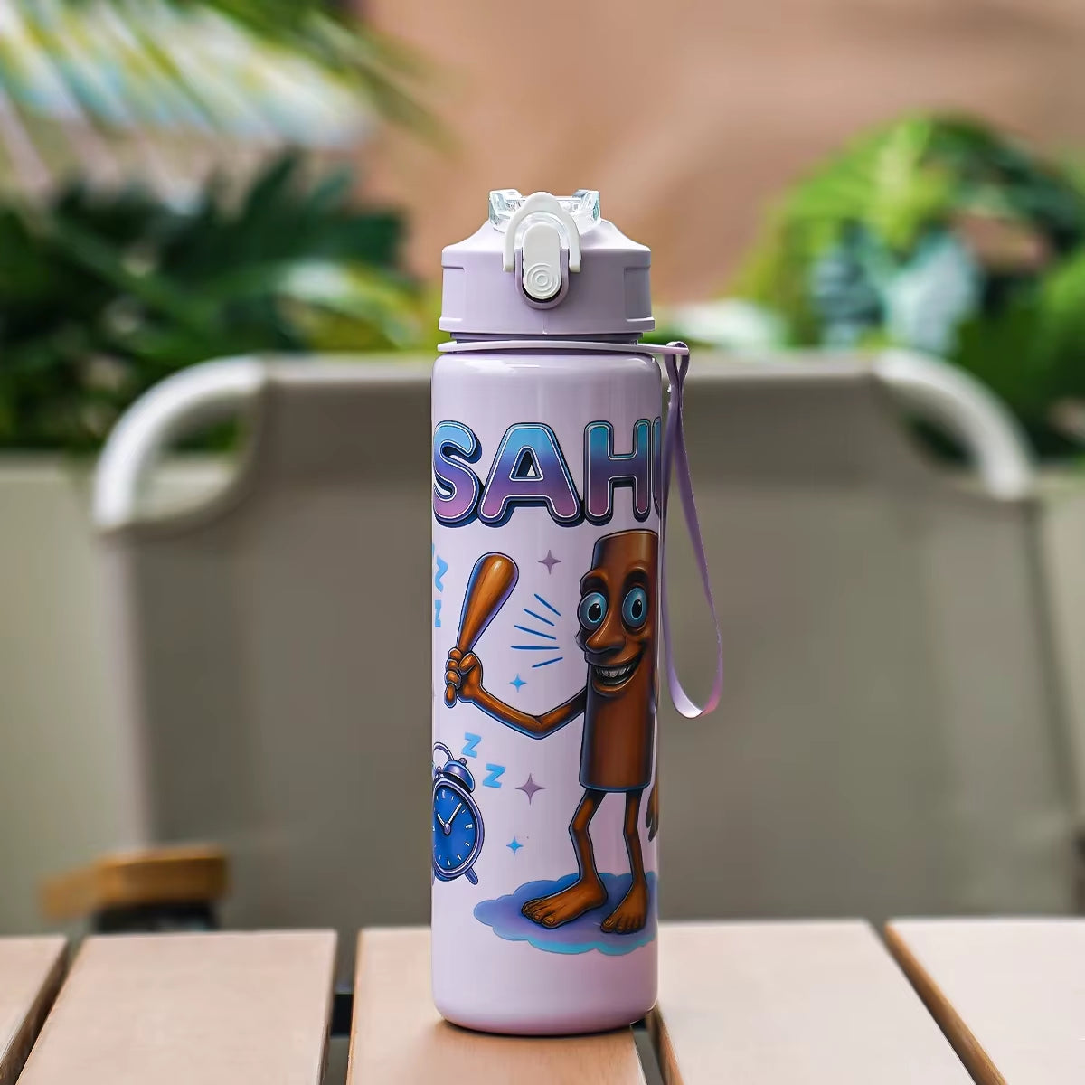 Hot Italian Brainrot Water Bottle Tung Tung Tung Sahur Bottle with Straw Outdoor Sports Water Cups Cartoon Drinking Kettle