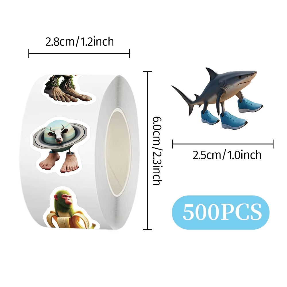 500Pcs Tralalero Tralala Stickers Tungtung Sahur Brainrot Kawaii Classic Toys Stationery Envelope Sealing DIY Decoration Gift