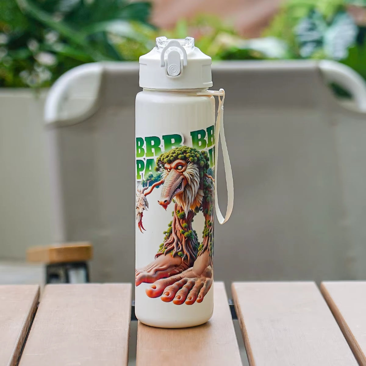 Hot Italian Brainrot Water Bottle Tung Tung Tung Sahur Bottle with Straw Outdoor Sports Water Cups Cartoon Drinking Kettle