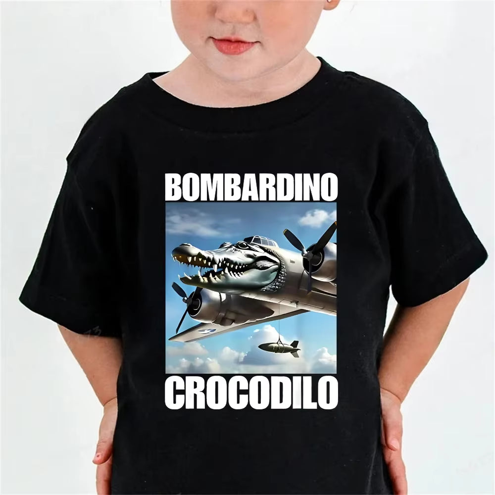 Italian Brainrot Cotton Meme Tung Tung Tung Sahur Short Sleevet Shirt Kids Funny Meme Cute Tee Summer Clothing