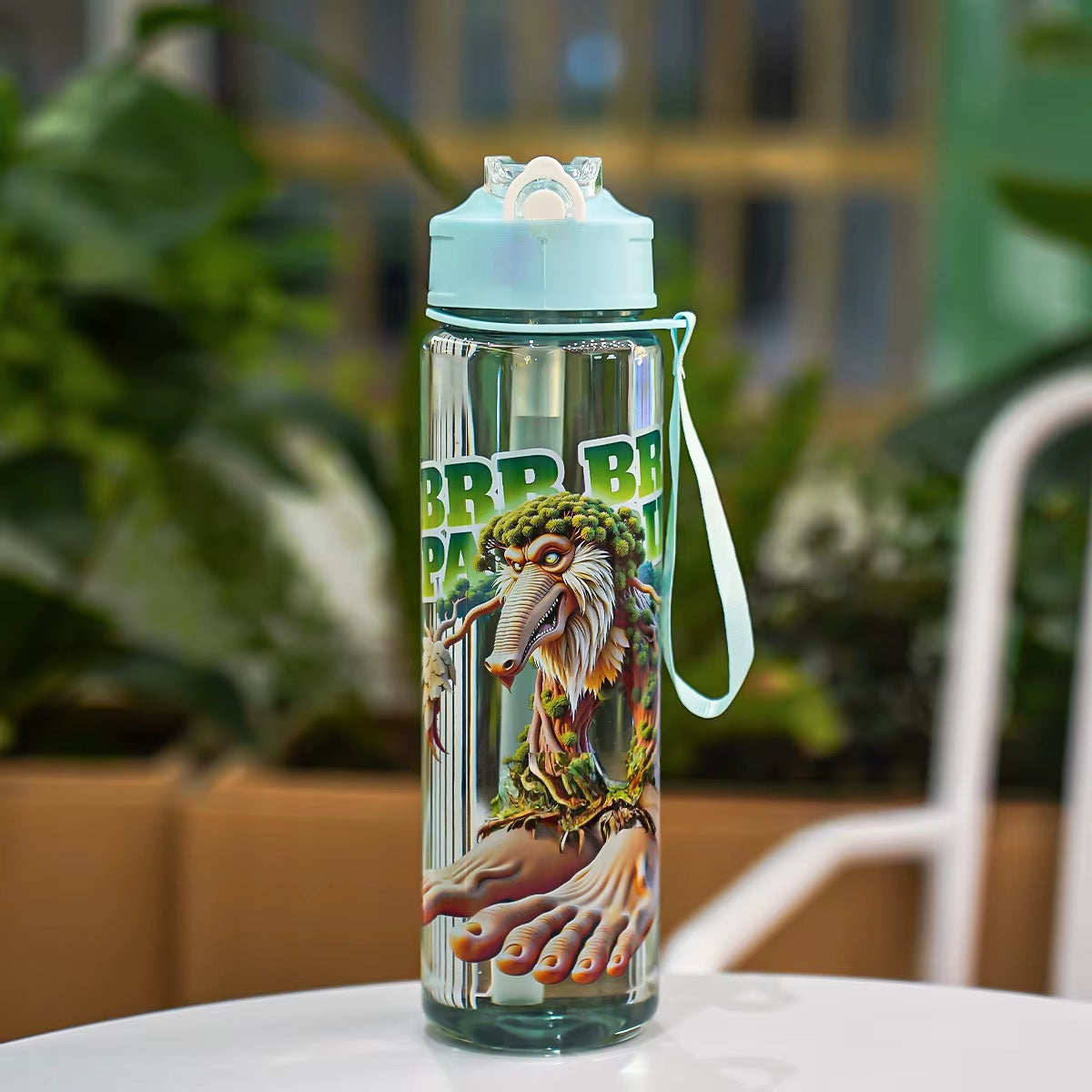 Hot Italian Brainrot Water Bottle Tung Tung Tung Sahur Bottle with Straw Outdoor Sports Water Cups Cartoon Drinking Kettle