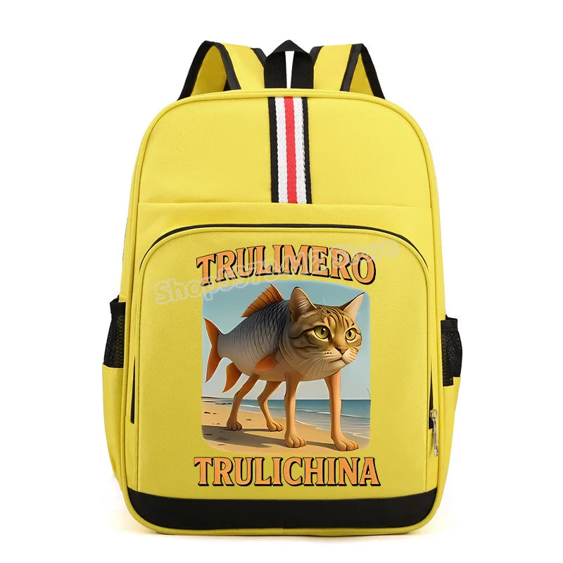 Italian Brainrot Backpacks Students Large Capacity Schoolbags Funny Cartoon Animal Printed Knapsack Kids School Supplies Gifts