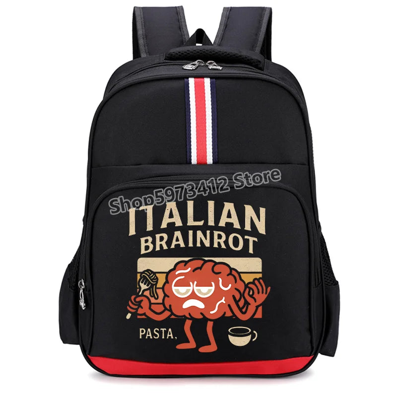 Italian Brainrot Backpacks Students Large Capacity Schoolbags Funny Cartoon Animal Printed Knapsack Kids School Supplies Gifts