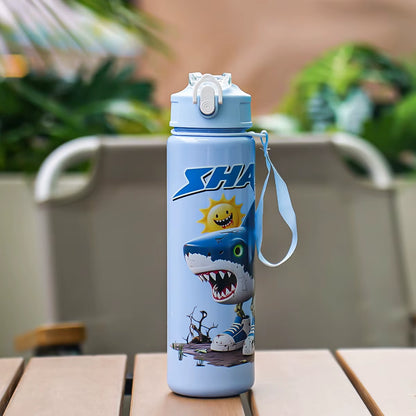 Hot Italian Brainrot Water Bottle Tung Tung Tung Sahur Bottle with Straw Outdoor Sports Water Cups Cartoon Drinking Kettle