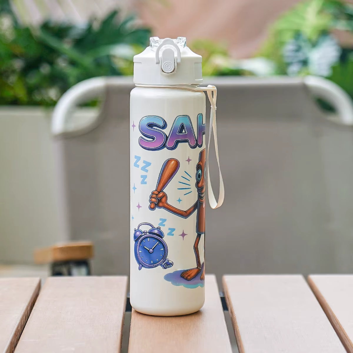 Hot Italian Brainrot Water Bottle Tung Tung Tung Sahur Bottle with Straw Outdoor Sports Water Cups Cartoon Drinking Kettle