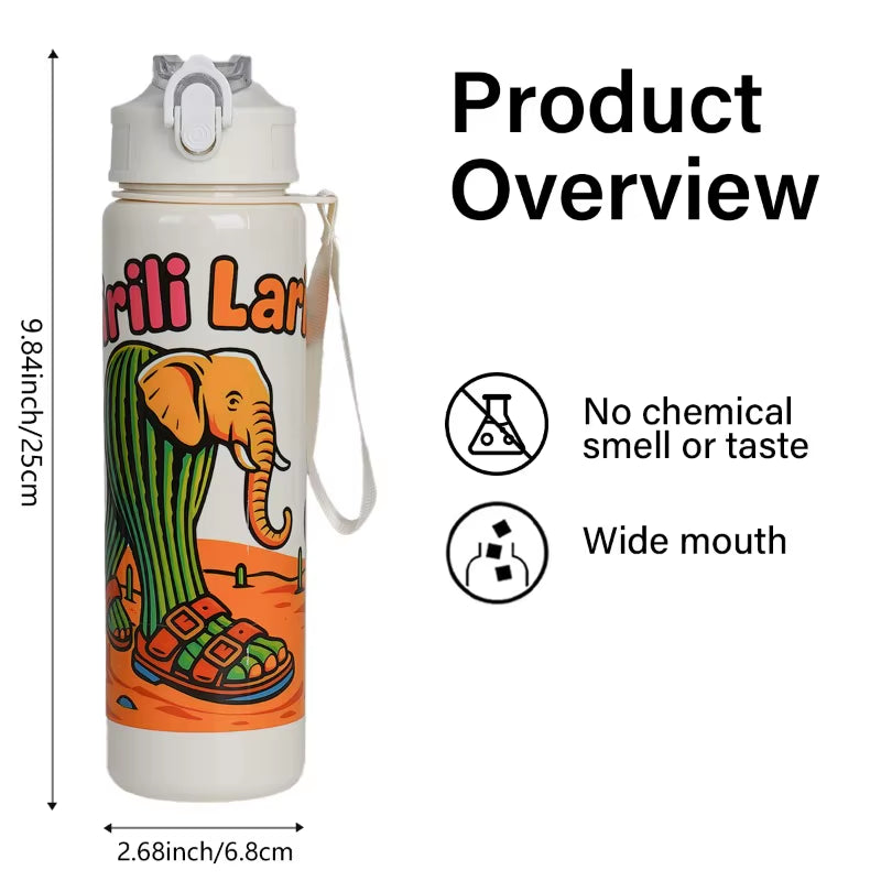 Hot Italian Brainrot Water Bottle Tung Tung Tung Sahur Bottle with Straw Outdoor Sports Water Cups Cartoon Drinking Kettle