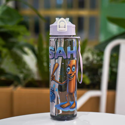 Hot Italian Brainrot Water Bottle Tung Tung Tung Sahur Bottle with Straw Outdoor Sports Water Cups Cartoon Drinking Kettle