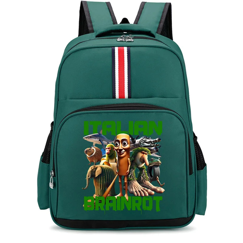 Italian Brainrot Backpacks Students Large Capacity Schoolbags Funny Cartoon Animal Printed Knapsack Kids School Supplies Gifts