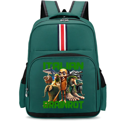 Italian Brainrot Backpacks Students Large Capacity Schoolbags Funny Cartoon Animal Printed Knapsack Kids School Supplies Gifts