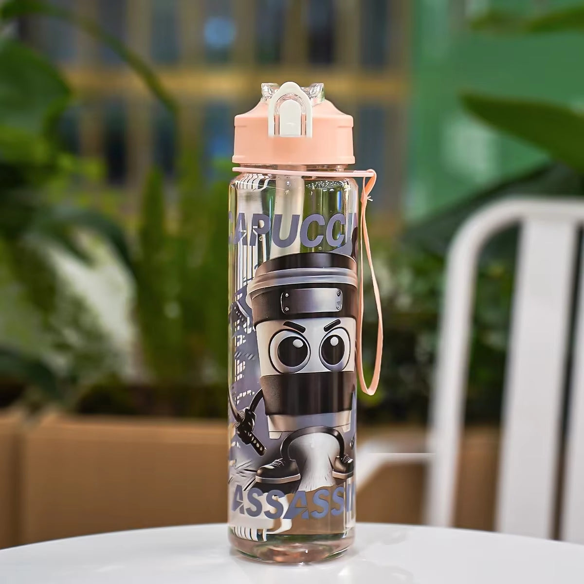 Hot Italian Brainrot Water Bottle Tung Tung Tung Sahur Bottle with Straw Outdoor Sports Water Cups Cartoon Drinking Kettle